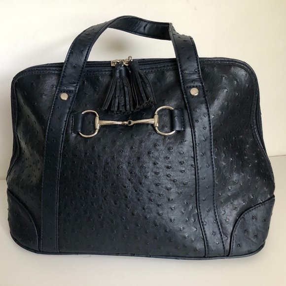 Toss Designs Navy Faux Leather Handbag - Picture 1 of 9